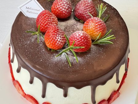 Strawberry With Chocolate Drip Cake For Sale